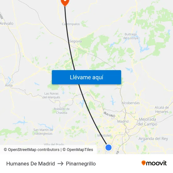 Humanes De Madrid to Pinarnegrillo map