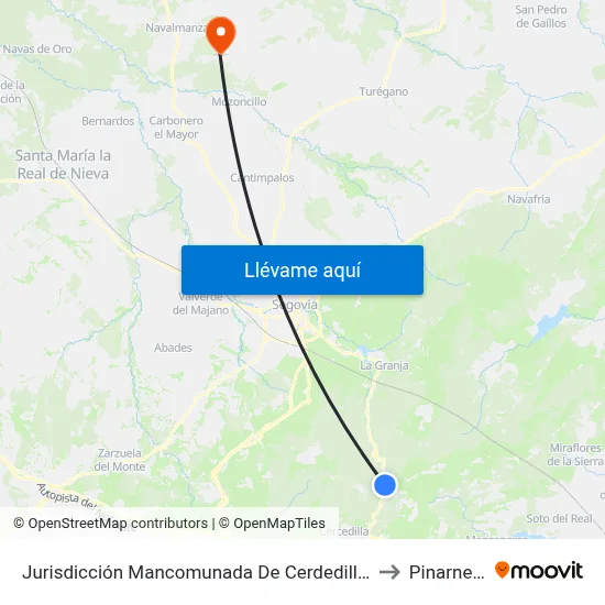 Jurisdicción Mancomunada De Cerdedilla Y Navacerrada to Pinarnegrillo map