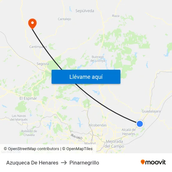 Azuqueca De Henares to Pinarnegrillo map