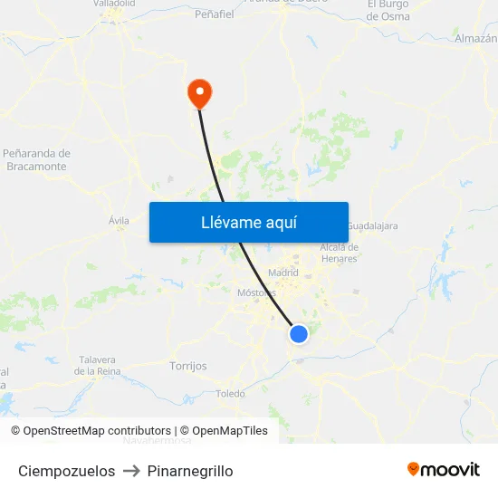 Ciempozuelos to Pinarnegrillo map