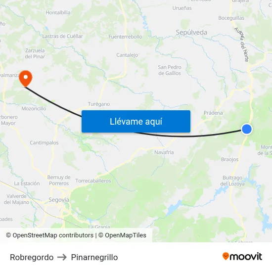 Robregordo to Pinarnegrillo map