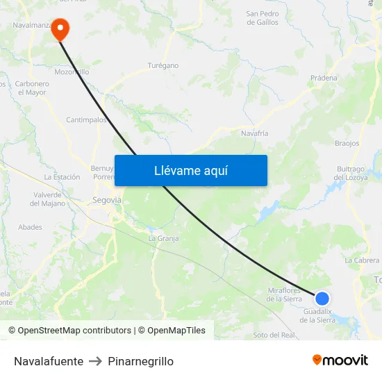 Navalafuente to Pinarnegrillo map