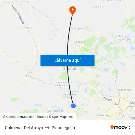 Colmenar Del Arroyo to Pinarnegrillo map