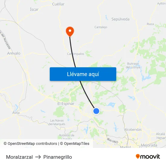 Moralzarzal to Pinarnegrillo map