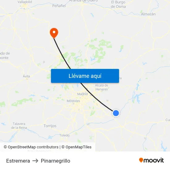Estremera to Pinarnegrillo map