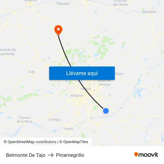 Belmonte De Tajo to Pinarnegrillo map