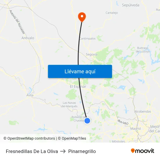Fresnedillas De La Oliva to Pinarnegrillo map