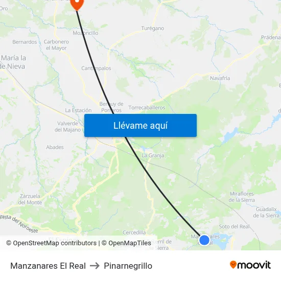 Manzanares El Real to Pinarnegrillo map
