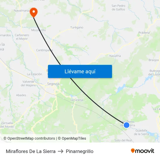 Miraflores De La Sierra to Pinarnegrillo map