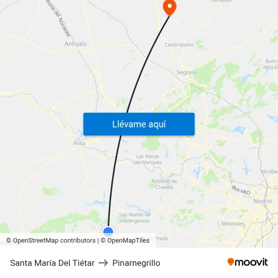 Santa María Del Tiétar to Pinarnegrillo map