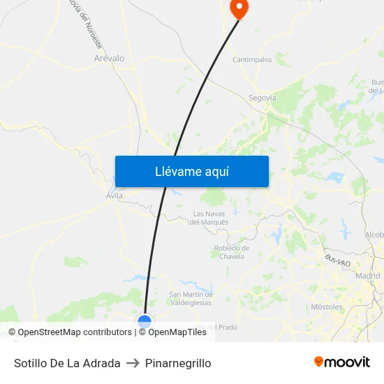 Sotillo De La Adrada to Pinarnegrillo map