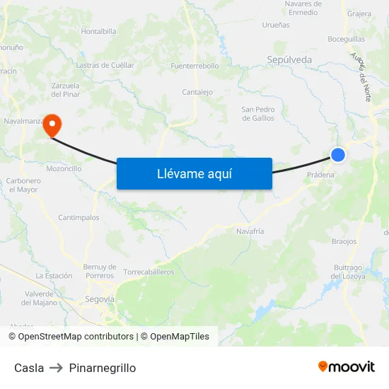 Casla to Pinarnegrillo map