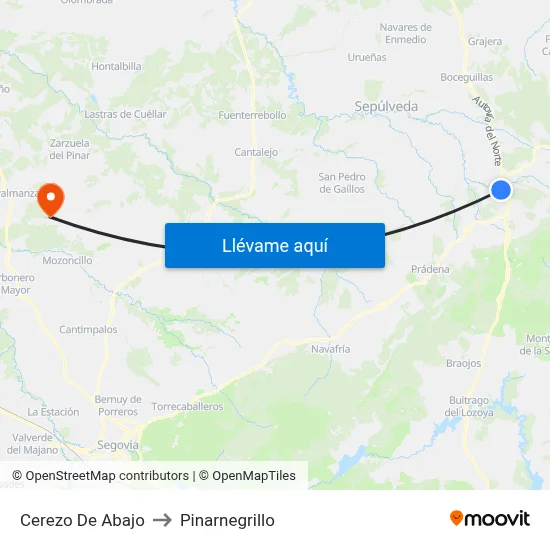 Cerezo De Abajo to Pinarnegrillo map