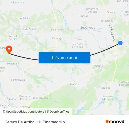 Cerezo De Arriba to Pinarnegrillo map