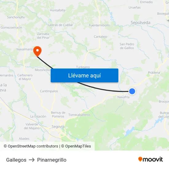 Gallegos to Pinarnegrillo map