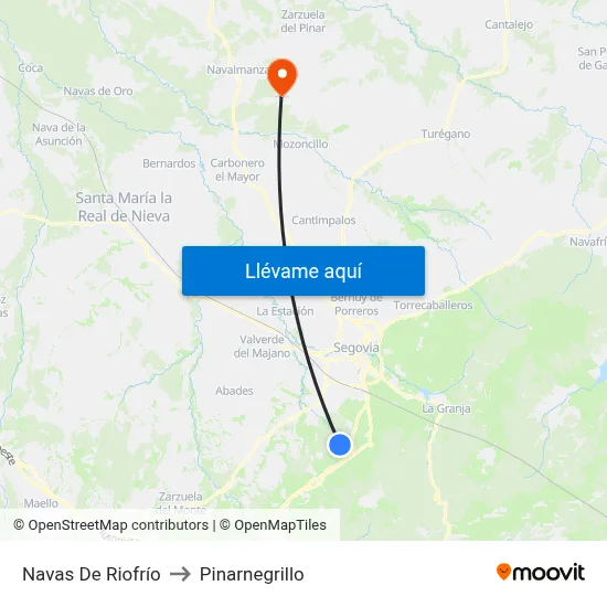 Navas De Riofrío to Pinarnegrillo map