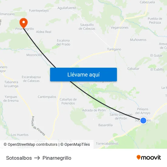 Sotosalbos to Pinarnegrillo map