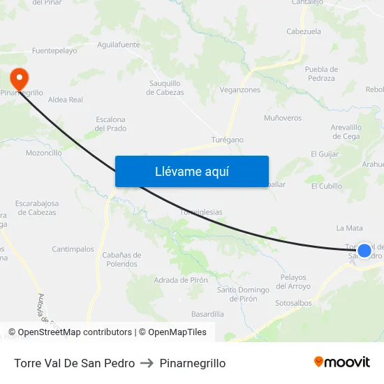 Torre Val De San Pedro to Pinarnegrillo map