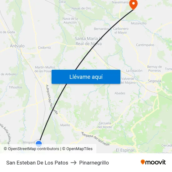 San Esteban De Los Patos to Pinarnegrillo map