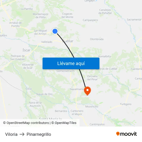 Viloria to Pinarnegrillo map