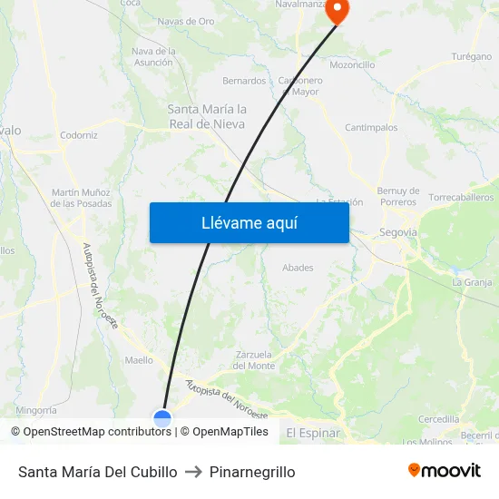 Santa María Del Cubillo to Pinarnegrillo map