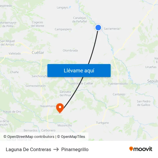 Laguna De Contreras to Pinarnegrillo map