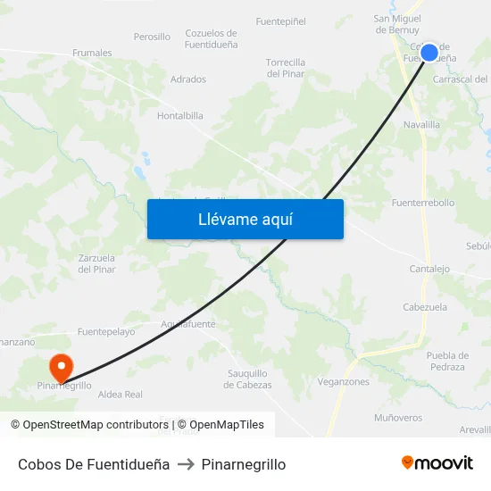 Cobos De Fuentidueña to Pinarnegrillo map