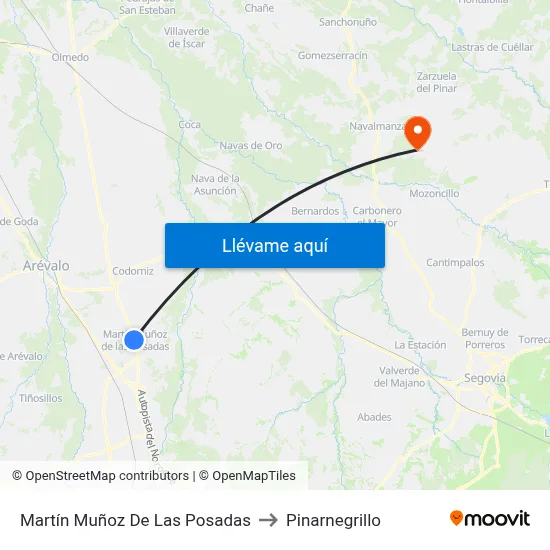 Martín Muñoz De Las Posadas to Pinarnegrillo map