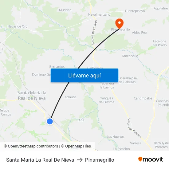 Santa María La Real De Nieva to Pinarnegrillo map
