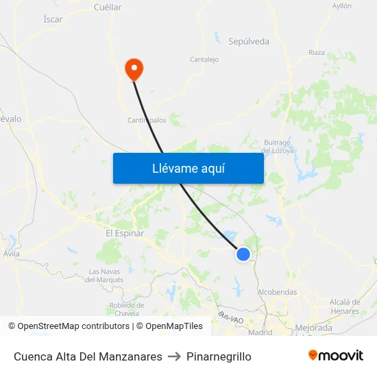 Cuenca Alta Del Manzanares to Pinarnegrillo map
