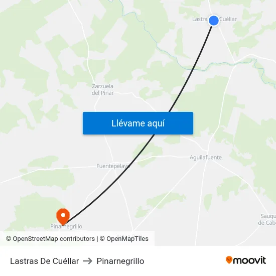 Lastras De Cuéllar to Pinarnegrillo map
