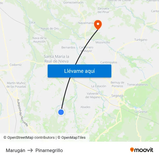 Marugán to Pinarnegrillo map