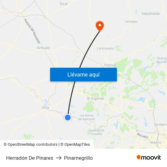 Herradón De Pinares to Pinarnegrillo map
