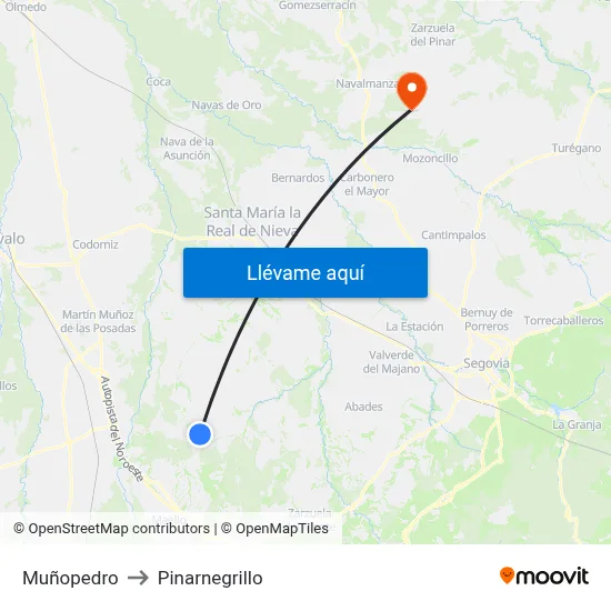 Muñopedro to Pinarnegrillo map