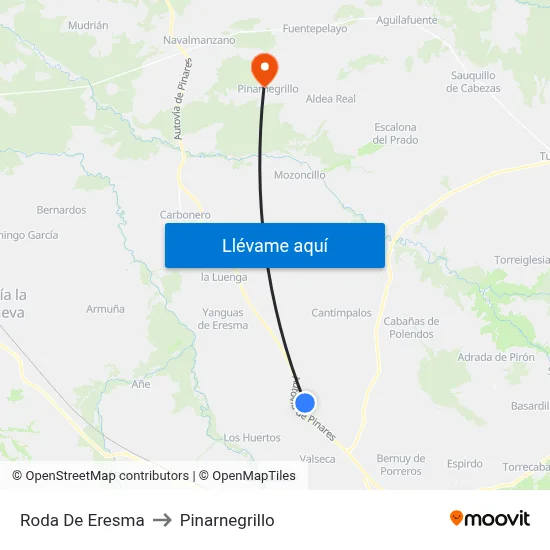 Roda De Eresma to Pinarnegrillo map