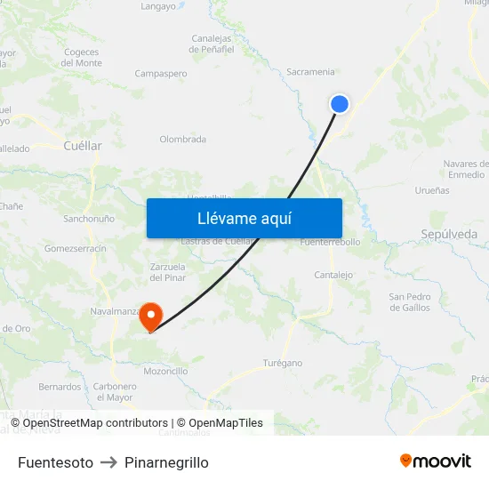 Fuentesoto to Pinarnegrillo map