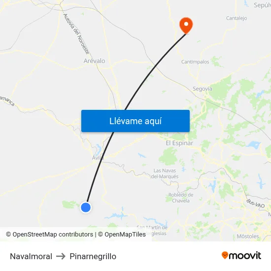 Navalmoral to Pinarnegrillo map