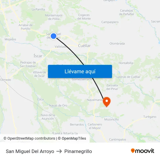 San Miguel Del Arroyo to Pinarnegrillo map