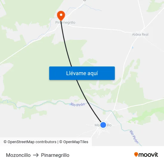 Mozoncillo to Pinarnegrillo map