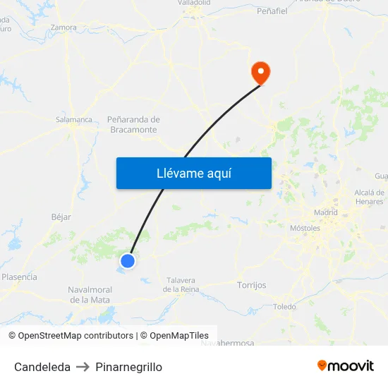 Candeleda to Pinarnegrillo map