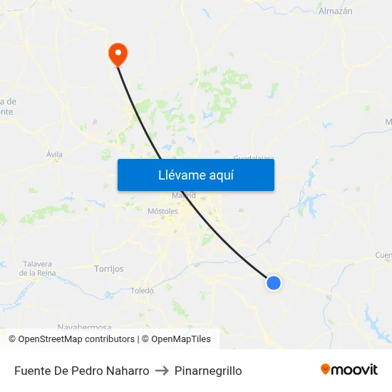Fuente De Pedro Naharro to Pinarnegrillo map