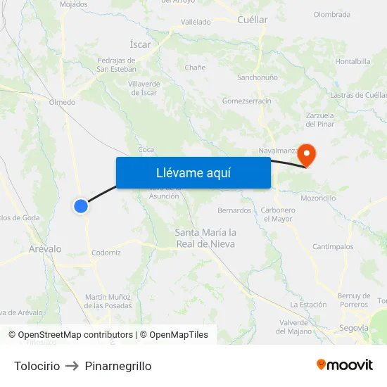 Tolocirio to Pinarnegrillo map