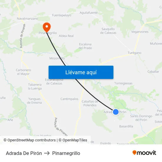 Adrada De Pirón to Pinarnegrillo map