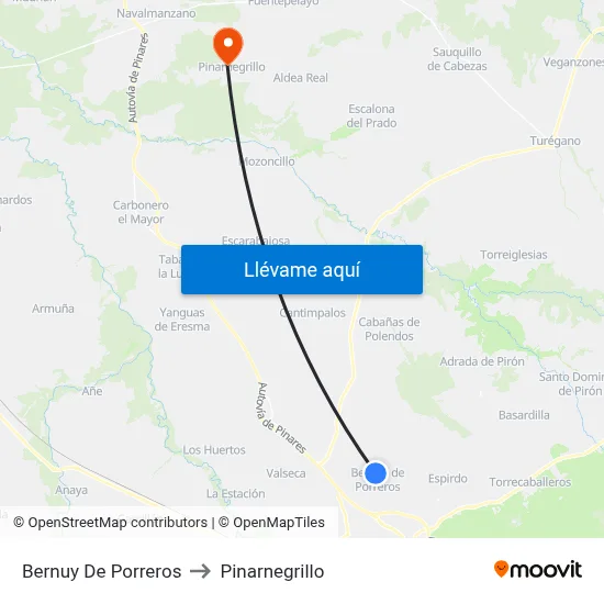 Bernuy De Porreros to Pinarnegrillo map