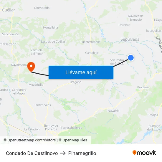 Condado De Castilnovo to Pinarnegrillo map