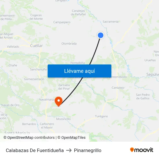Calabazas De Fuentidueña to Pinarnegrillo map