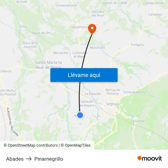 Abades to Pinarnegrillo map