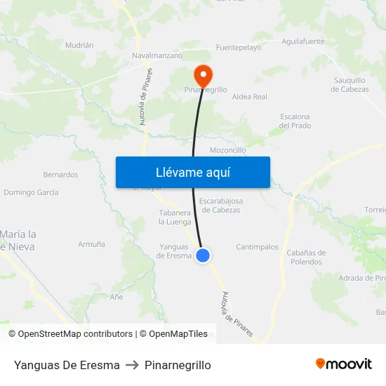Yanguas De Eresma to Pinarnegrillo map