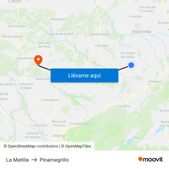 La Matilla to Pinarnegrillo map