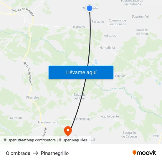Olombrada to Pinarnegrillo map
